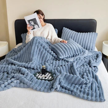 Plaid Ultra Doux en Fausse Fourrure - Bleu