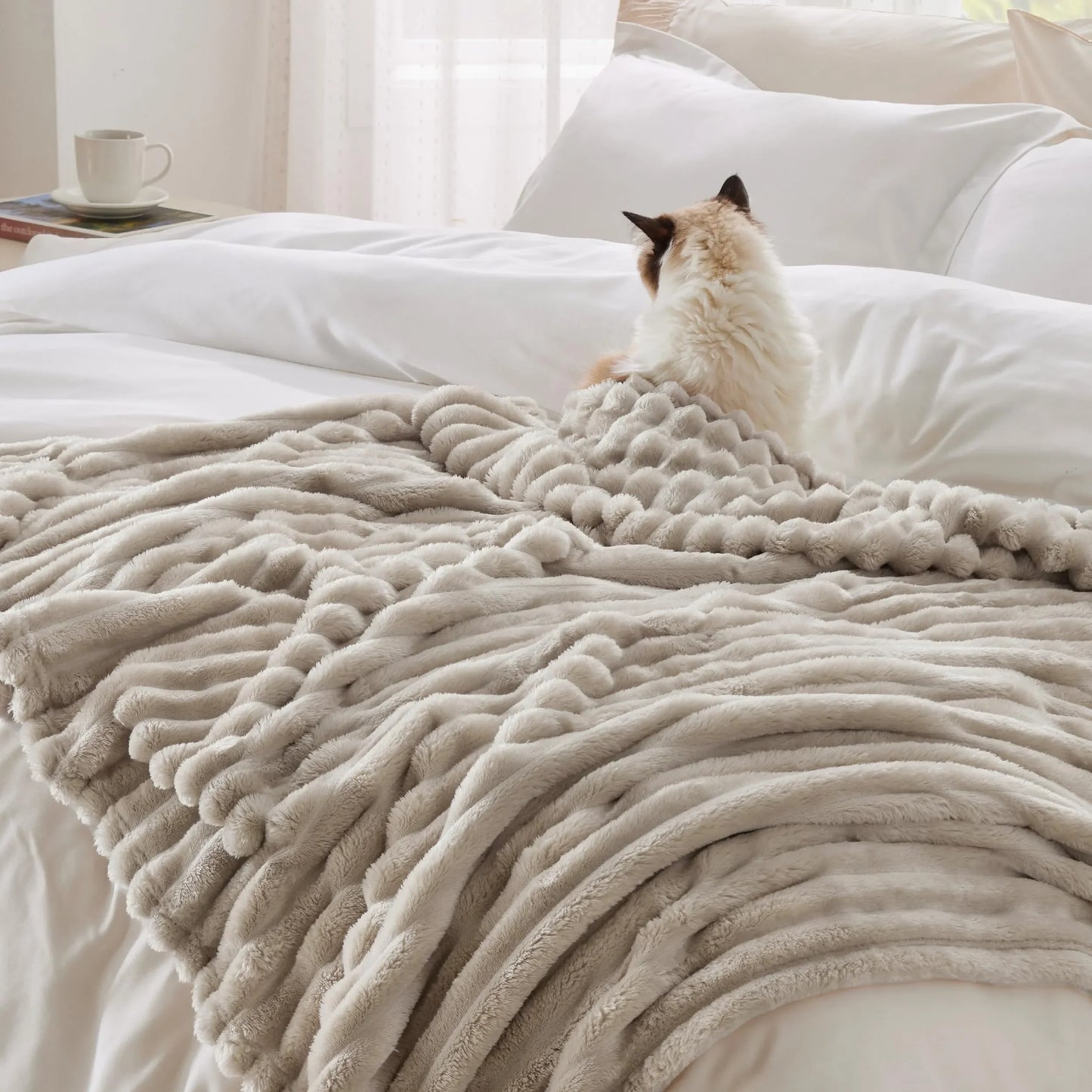 Plaid Ultra Doux en Fausse Fourrure - Beige