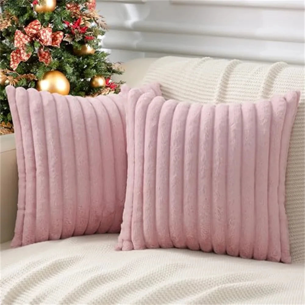 Housse de Coussin Nordic en Faux Fourrure - Gris