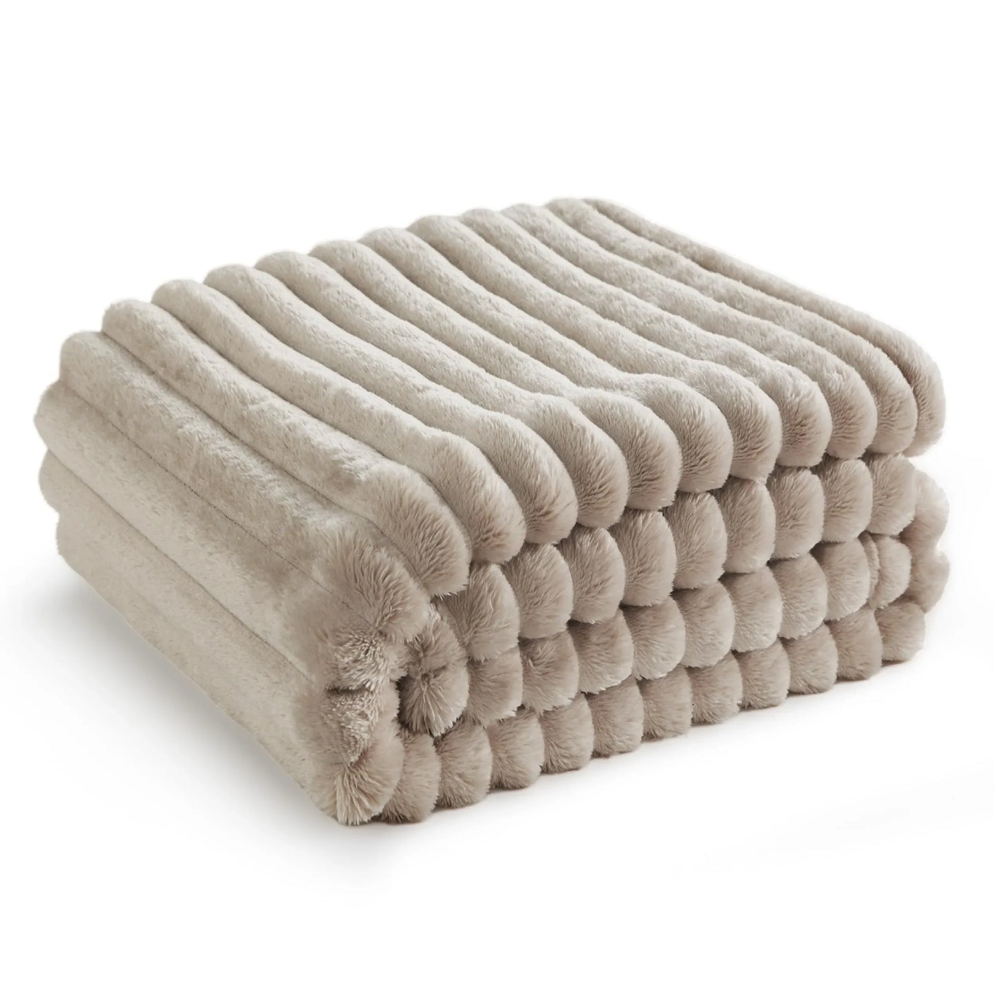 Plaid Ultra Doux en Fausse Fourrure - Beige